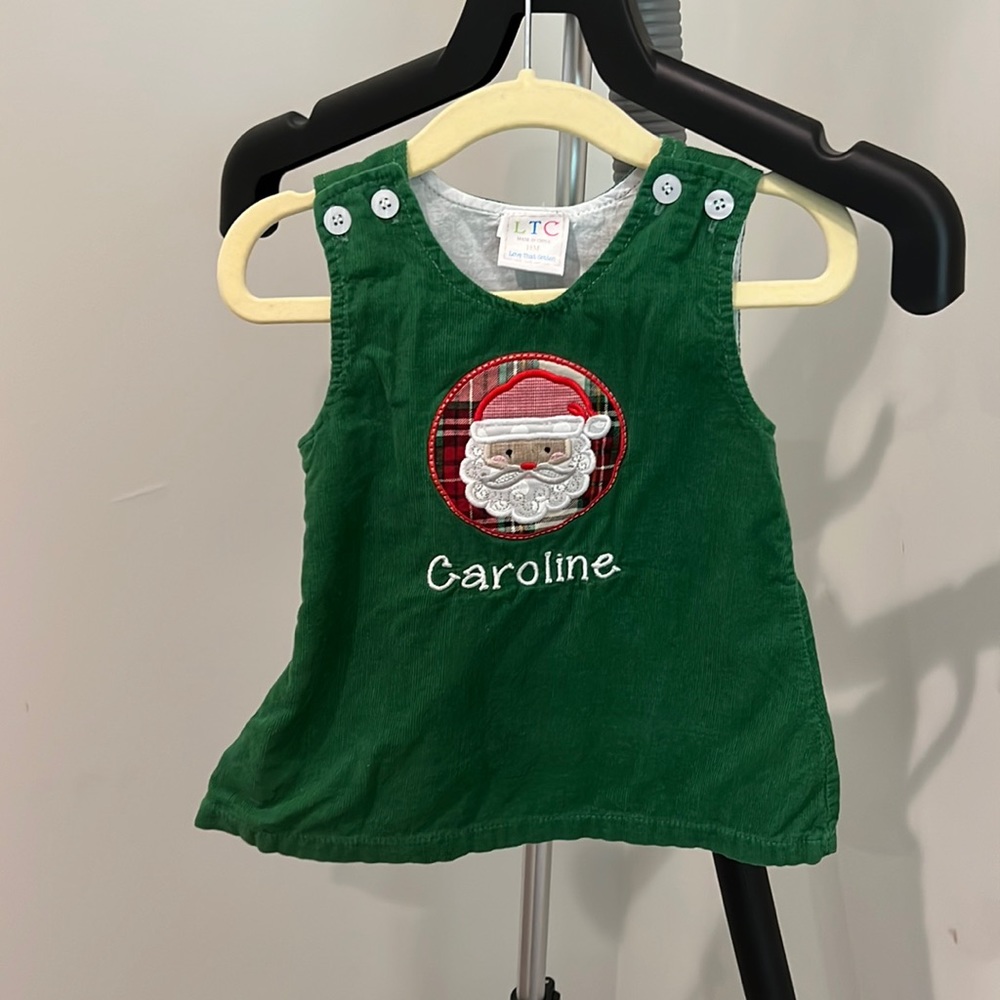 Green Santa Dress - Embroidered Caroline
